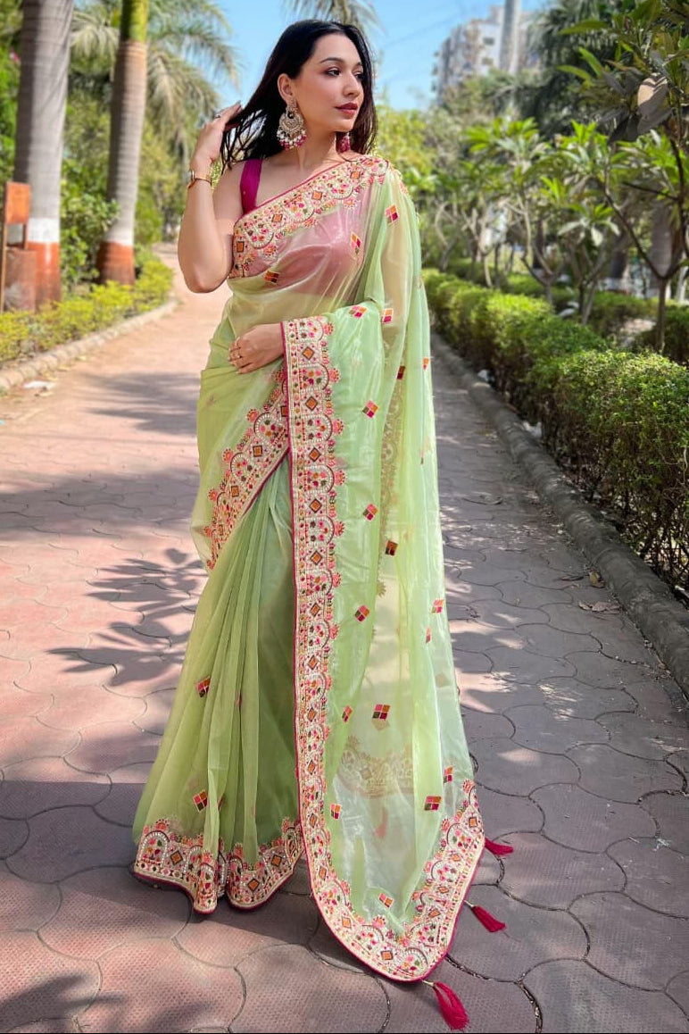 Skylit Serenity Designer Net Saree