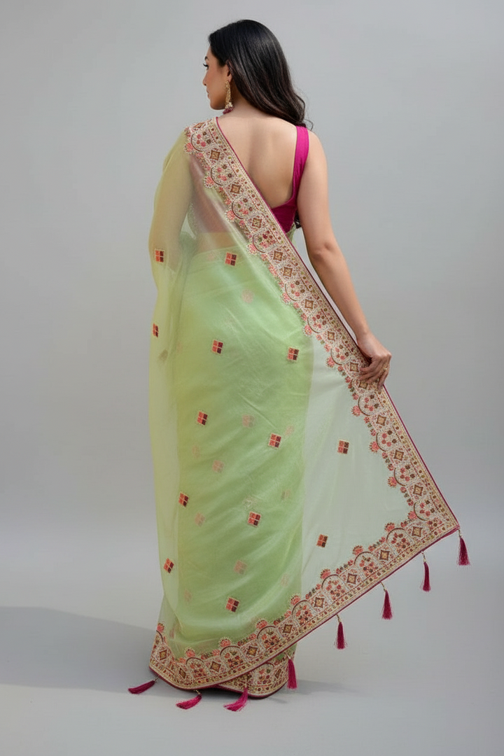 Skylit Serenity Designer Net Saree