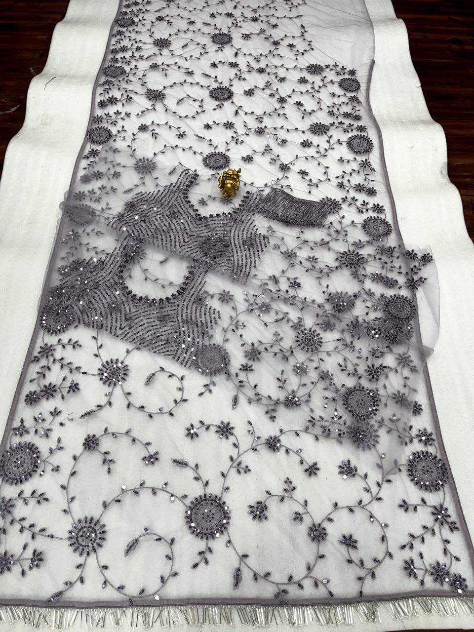 Starborne Grace Designer Net Saree( Lavender Grey Color)