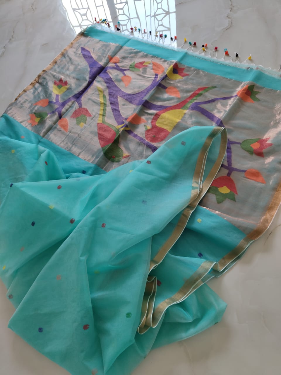 Kahaani Katha Muslin Banarasi Saree