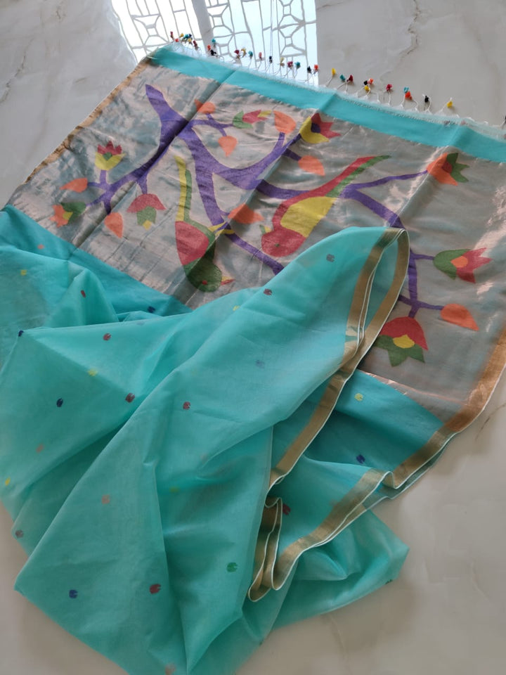 Kahaani Katha Muslin Banarasi Saree