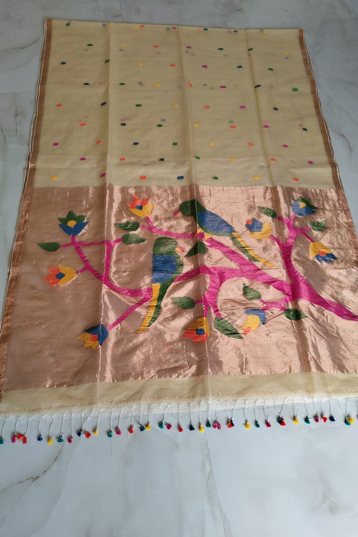 Kahaani Katha Muslin Banarasi Saree