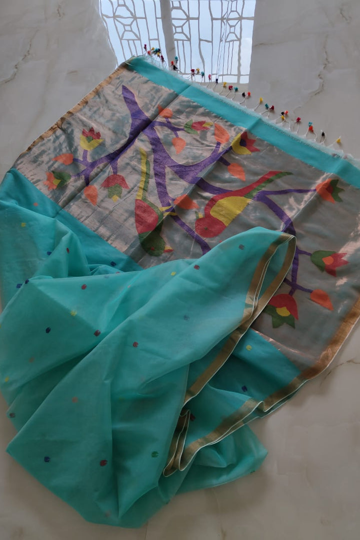 Kahaani Katha Muslin Banarasi Saree