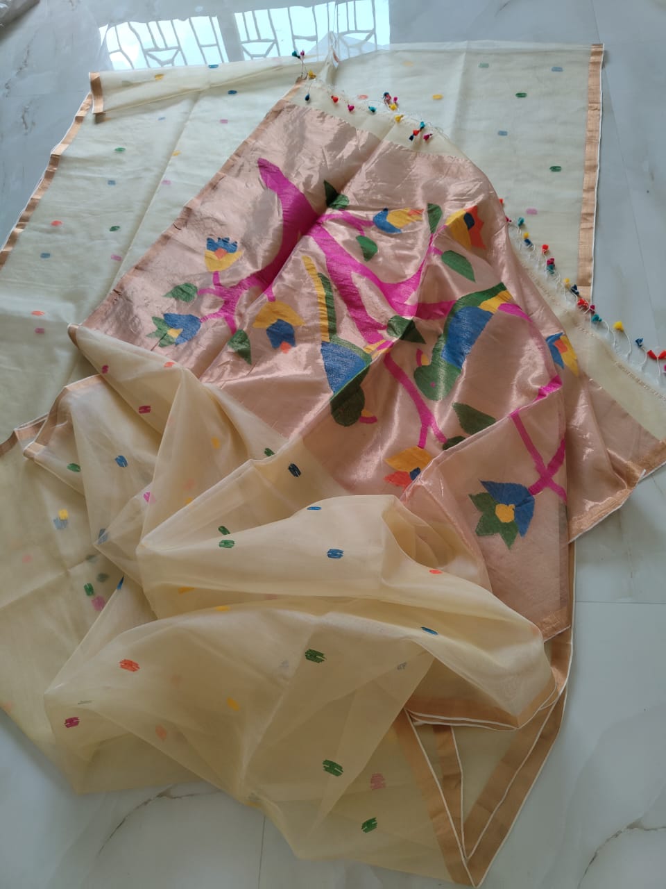 Kahaani Katha Muslin Banarasi Saree