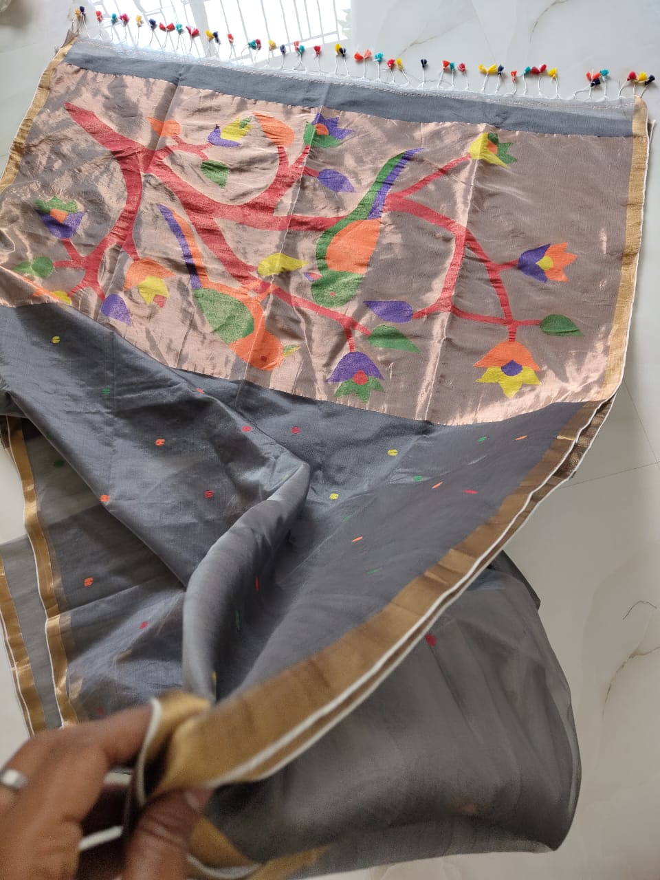 Kahaani Katha Muslin Banarasi Saree