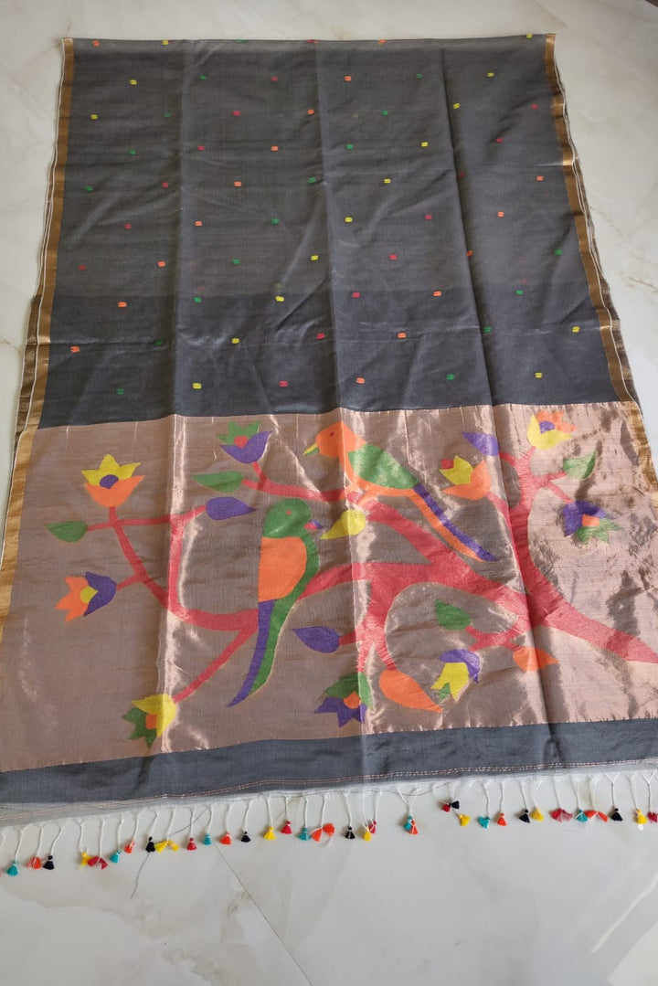Kahaani Katha Muslin Banarasi Saree