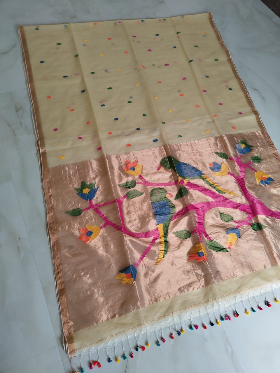 Kahaani Katha Muslin Banarasi Saree