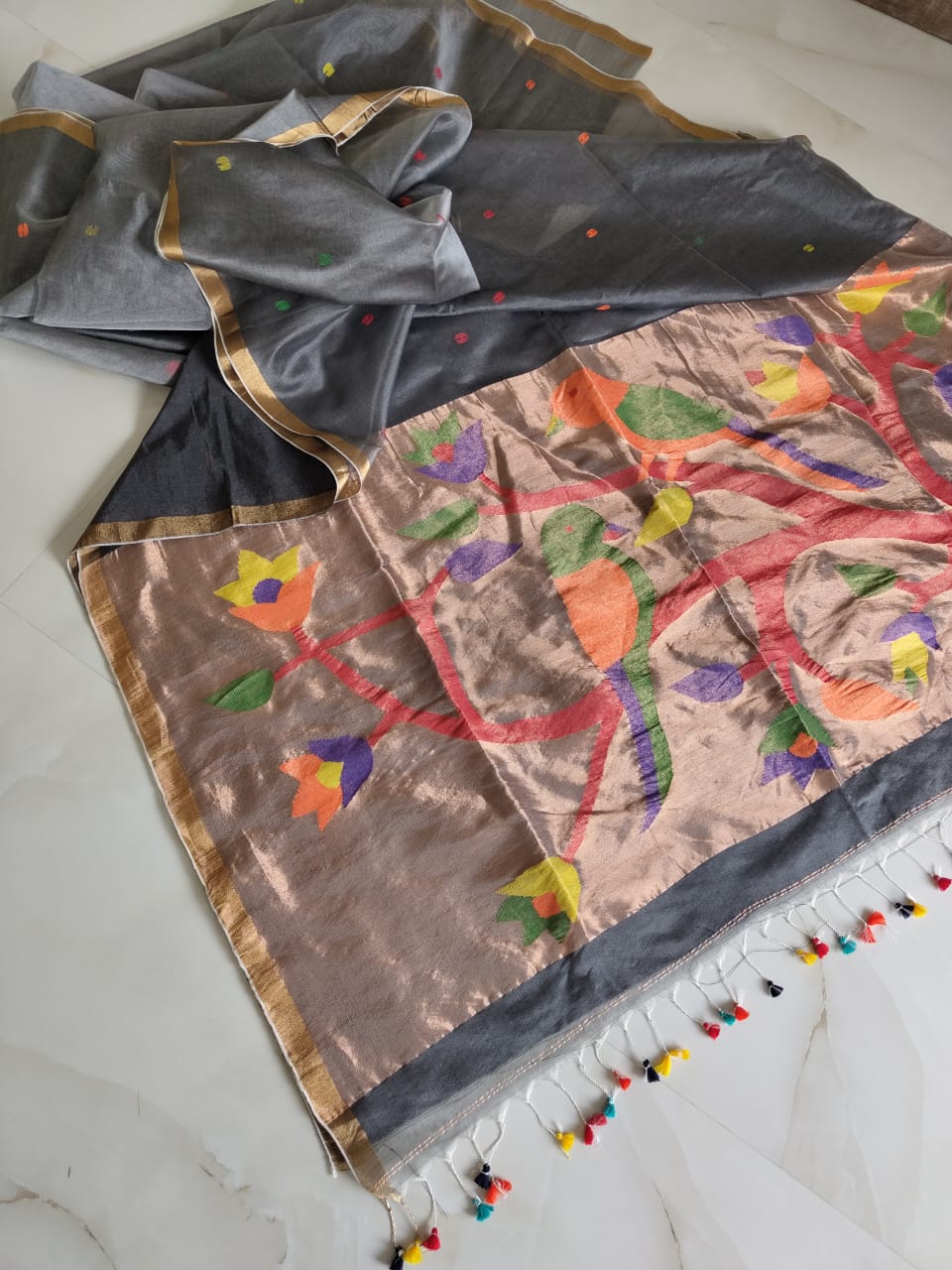 Kahaani Katha Muslin Banarasi Saree