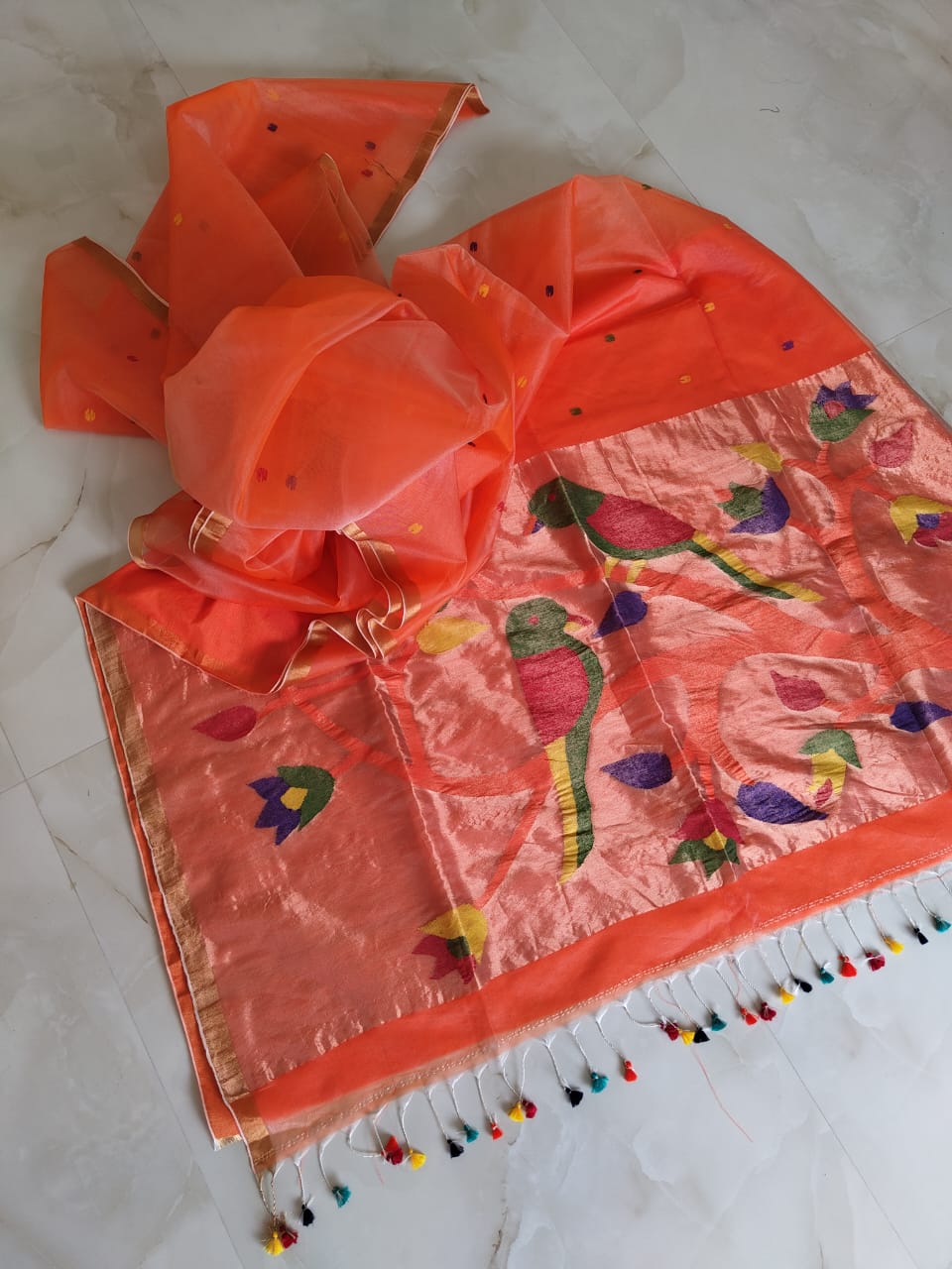 Kahaani Katha Muslin Banarasi Saree