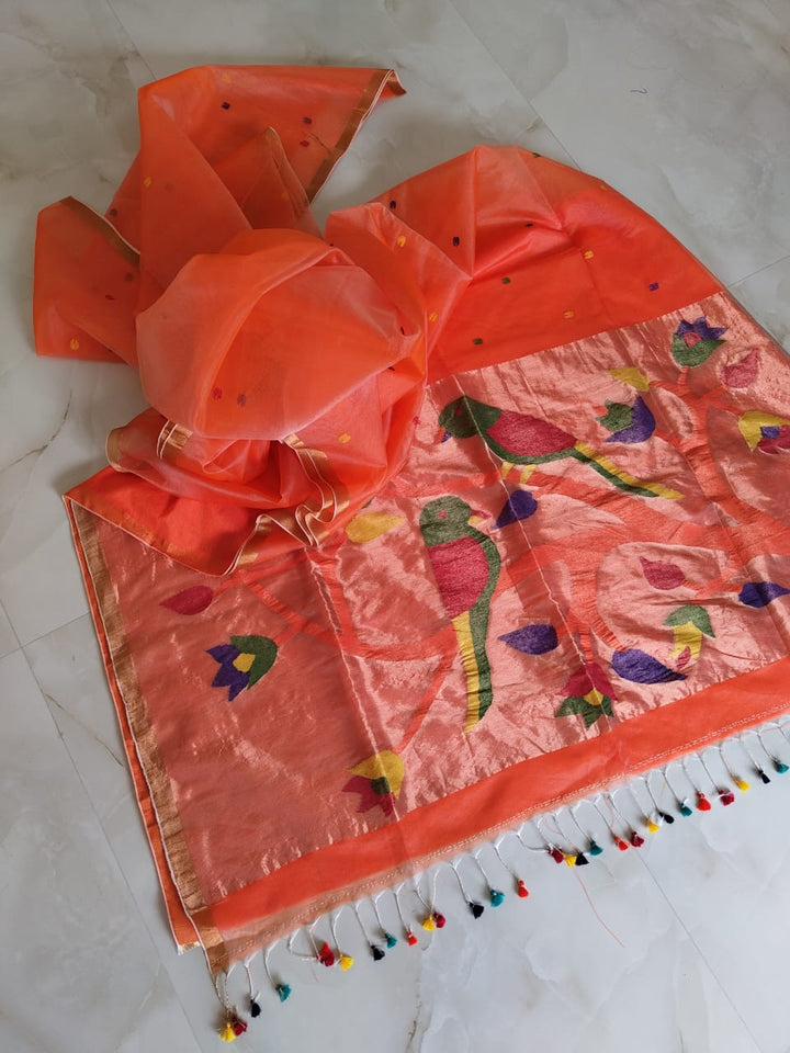 Kahaani Katha Muslin Banarasi Saree