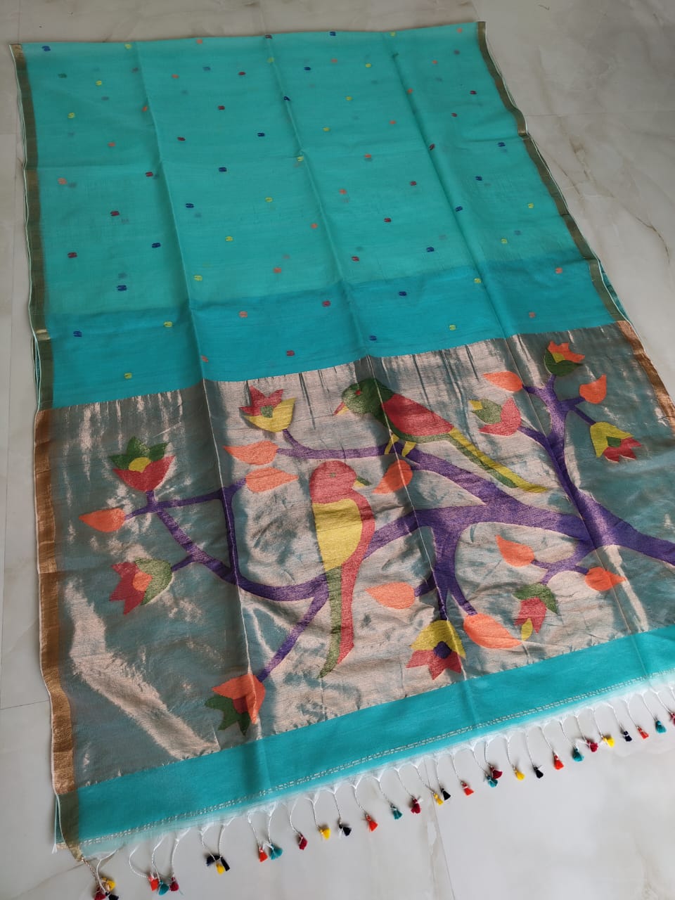 Kahaani Katha Muslin Banarasi Saree