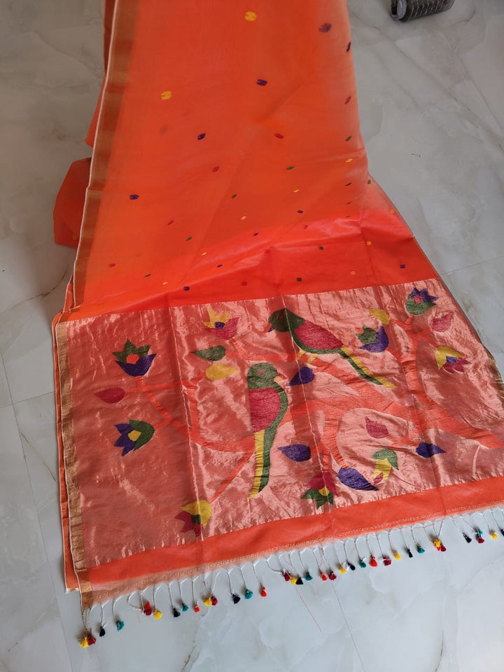 Kahaani Katha Muslin Banarasi Saree