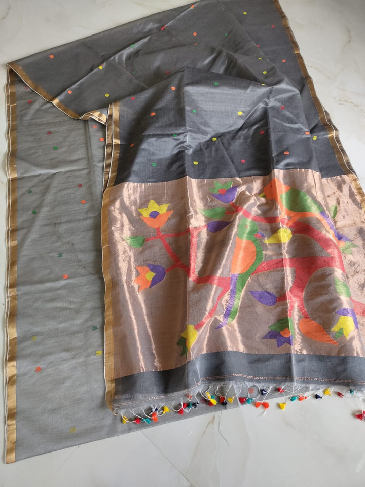 Kahaani Katha Muslin Banarasi Saree
