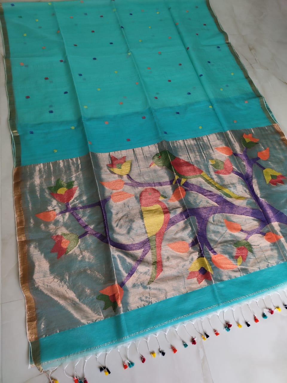 Kahaani Katha Muslin Banarasi Saree