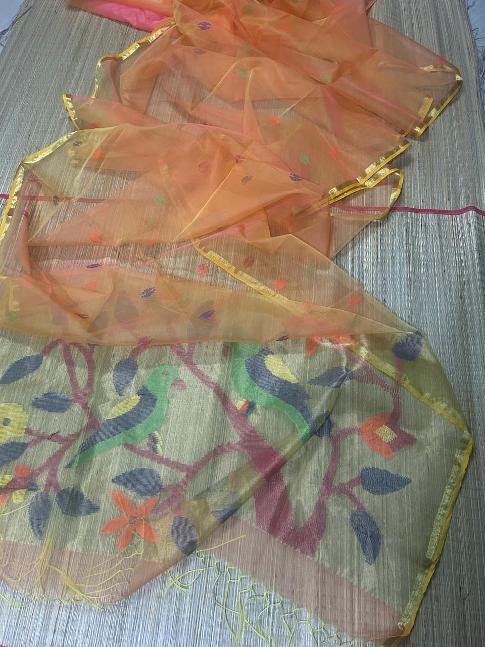 Kahaani Katha Muslin Banarasi Saree