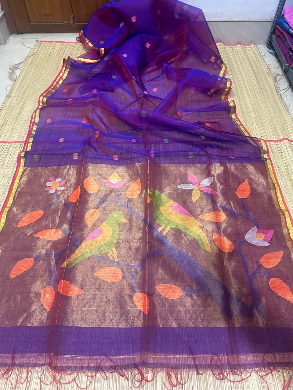 Kahaani Katha Muslin Banarasi Saree