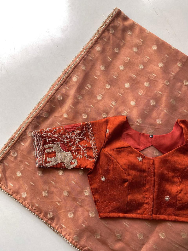 Petal Shine Tissue Organza Silk Saree