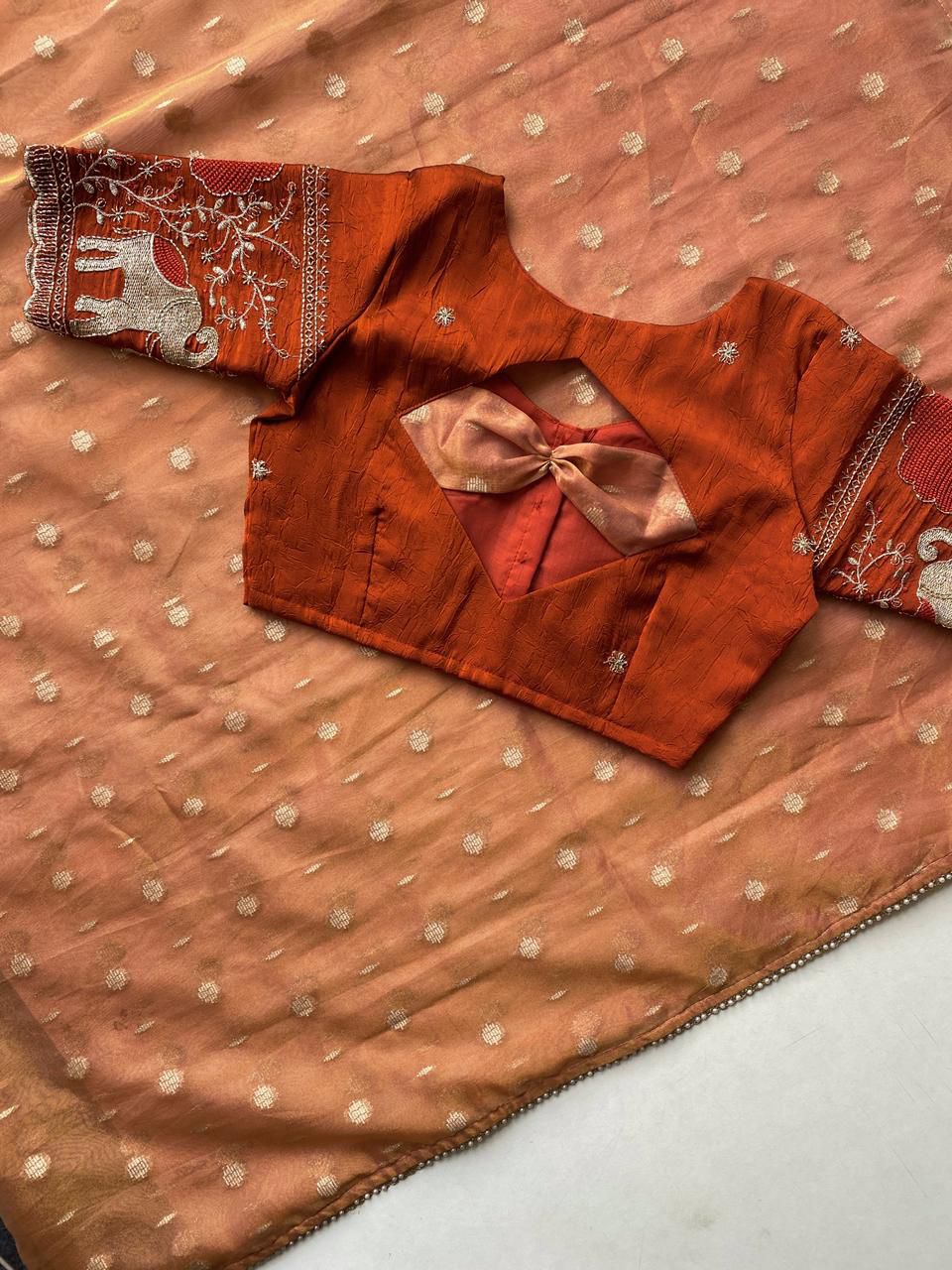 Petal Shine Tissue Organza Silk Saree