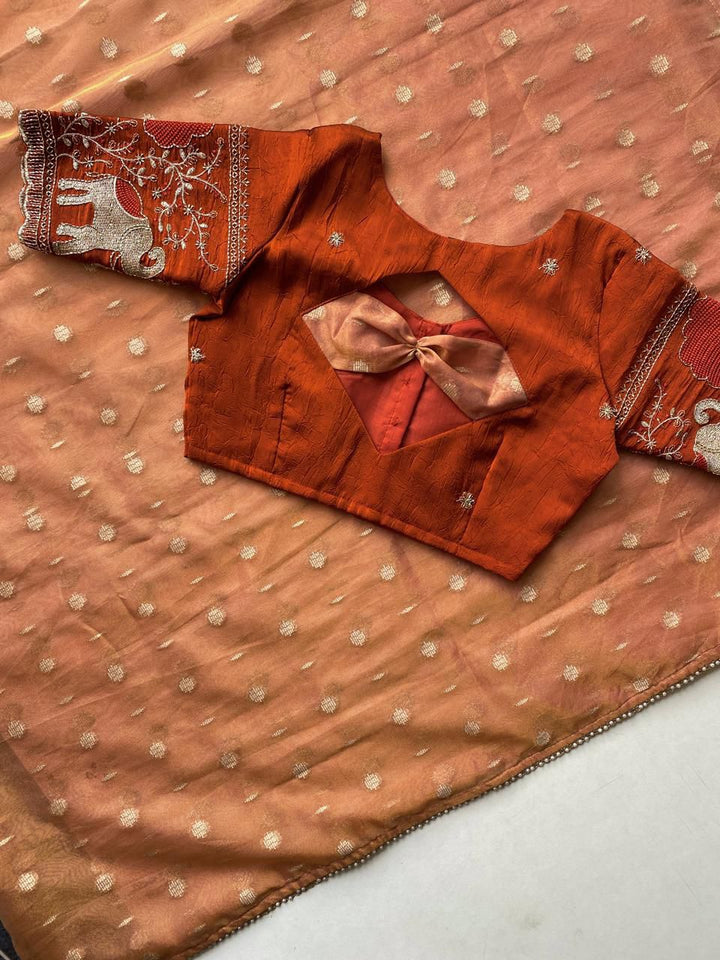 Petal Shine Tissue Organza Silk Saree