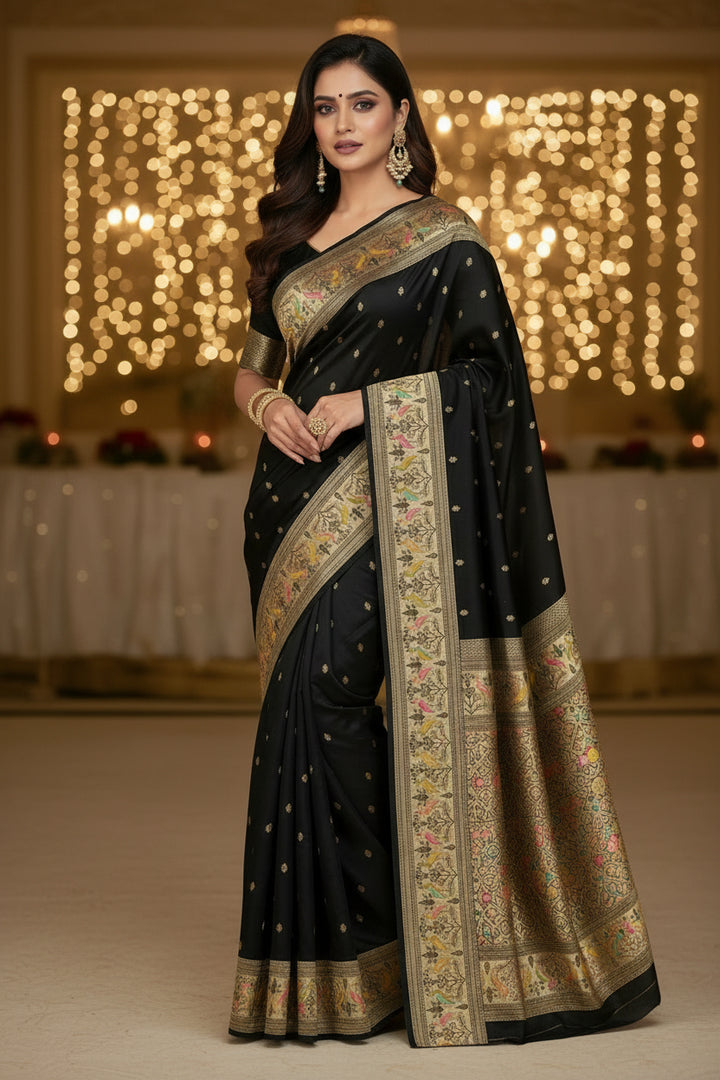 Black Gemini Banarasi Silk Saree