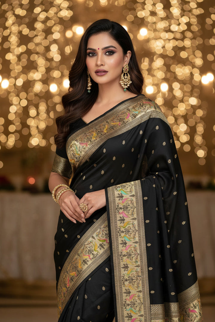 Black Gemini Banarasi Silk Saree