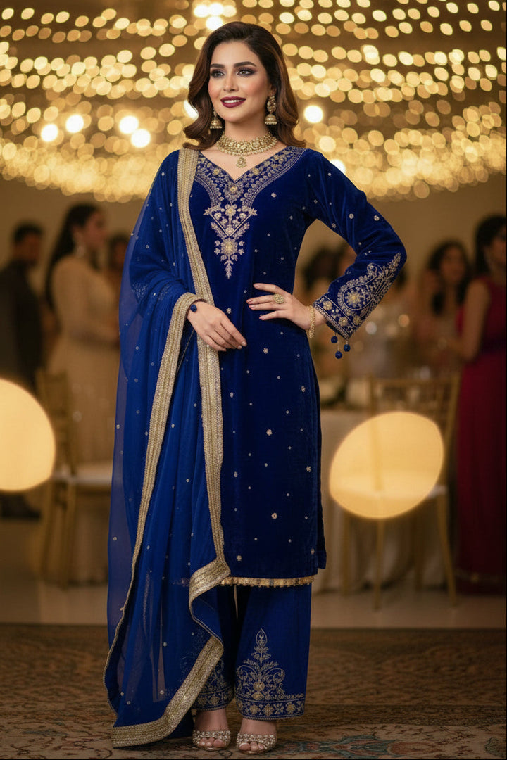 Midnight Velvet Charm- Designer Suit Set