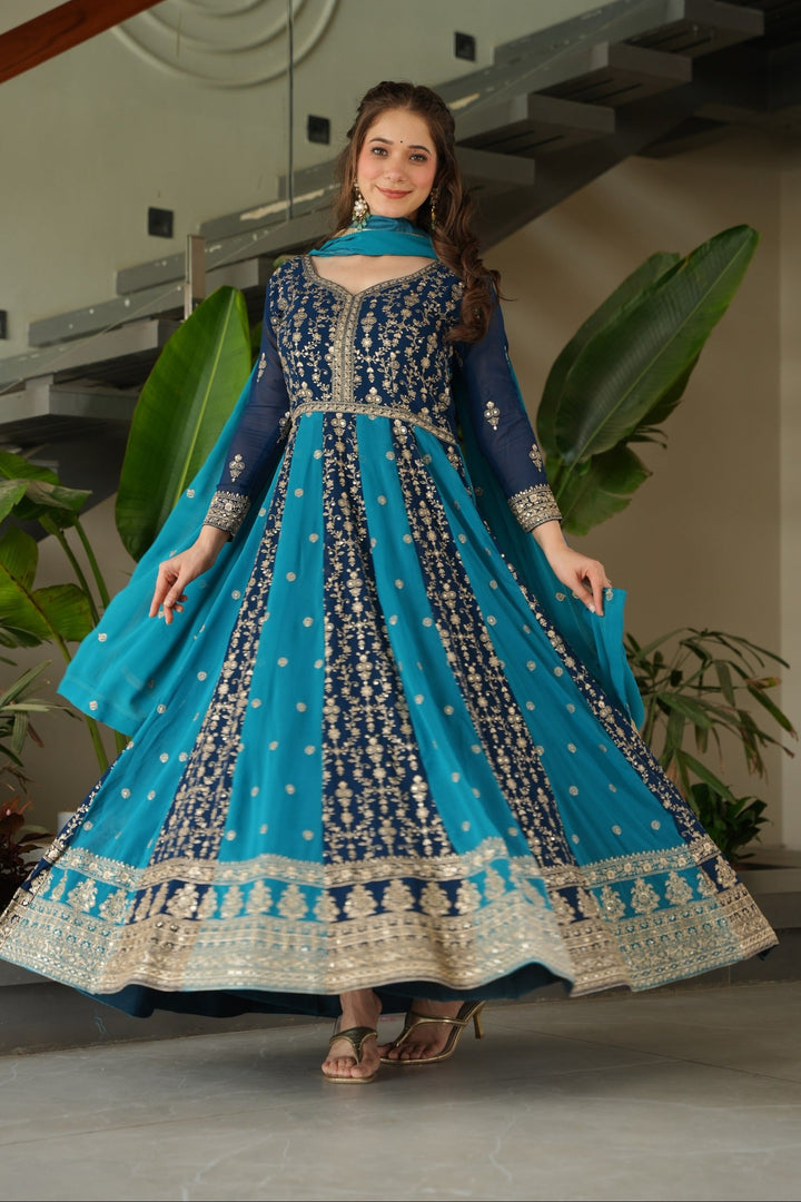 Artisanal Illusion Georgette Satin Silk Gown