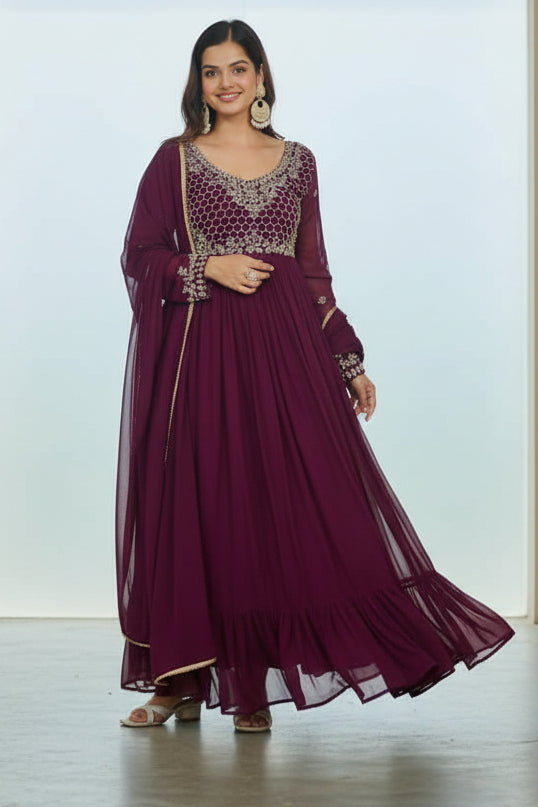 Chenab Charm Georgette Gown Set