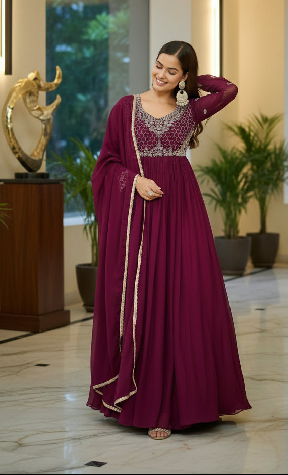 Chenab Charm Georgette Gown Set