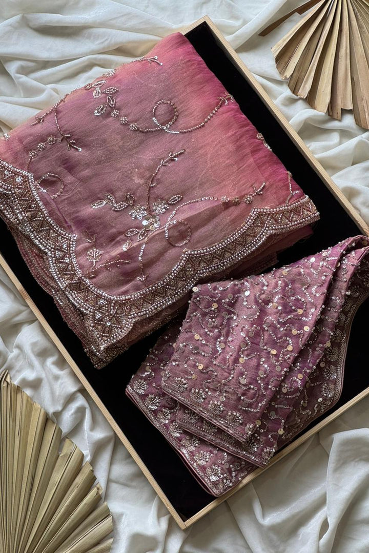 Koshi Cloud Organza Crepe Silk Saree