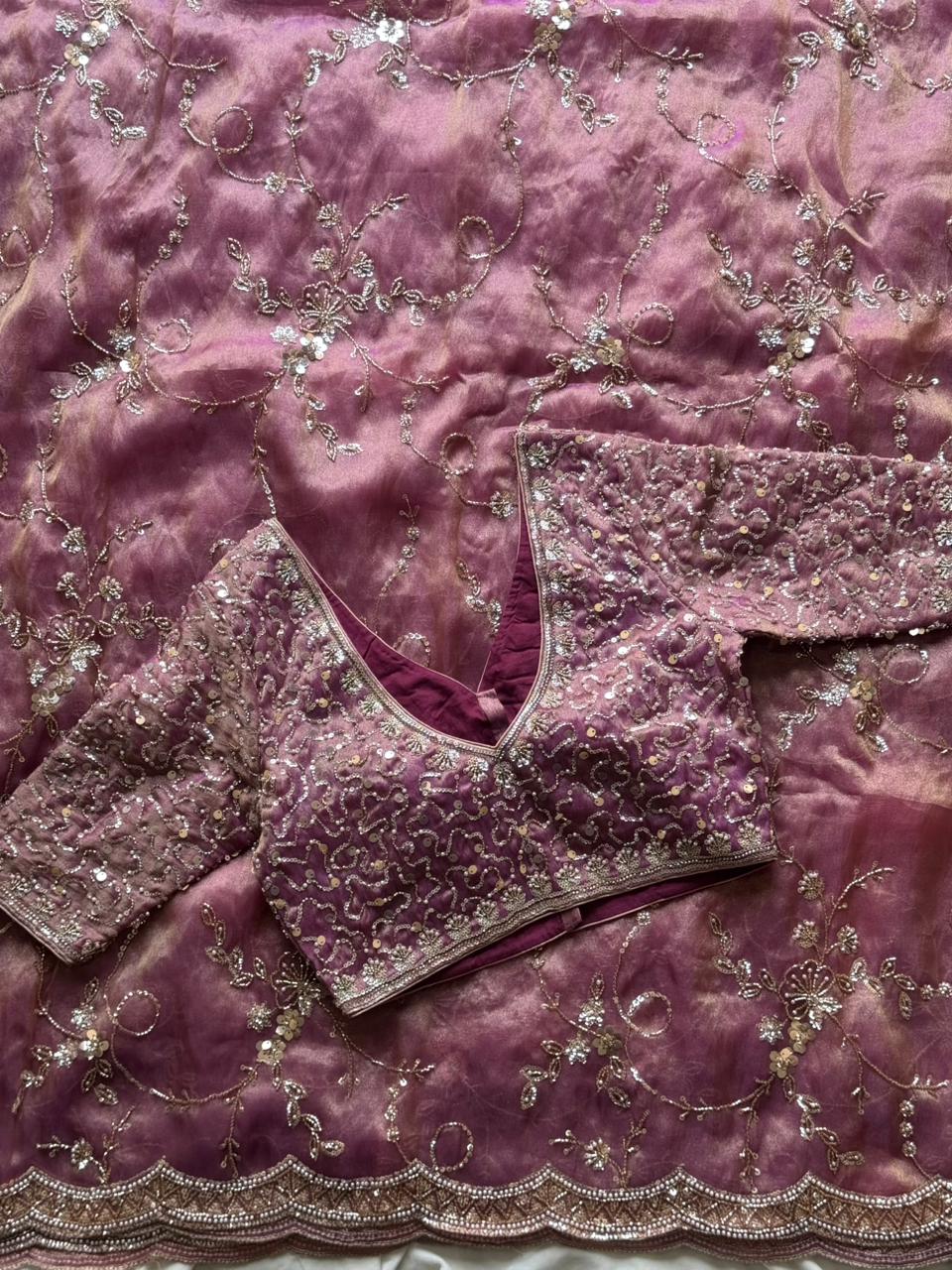 Koshi Cloud Organza Crepe Silk Saree