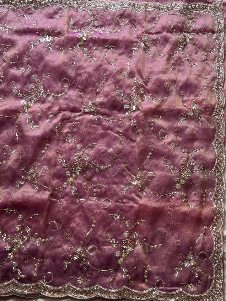 Koshi Cloud Organza Crepe Silk Saree