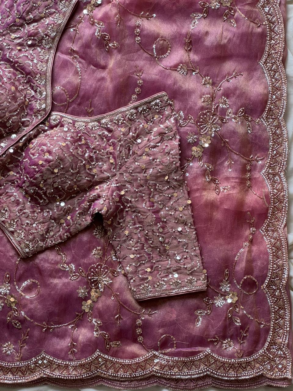 Koshi Cloud Organza Crepe Silk Saree