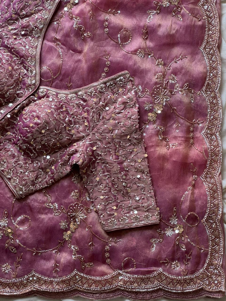 Koshi Cloud Organza Crepe Silk Saree