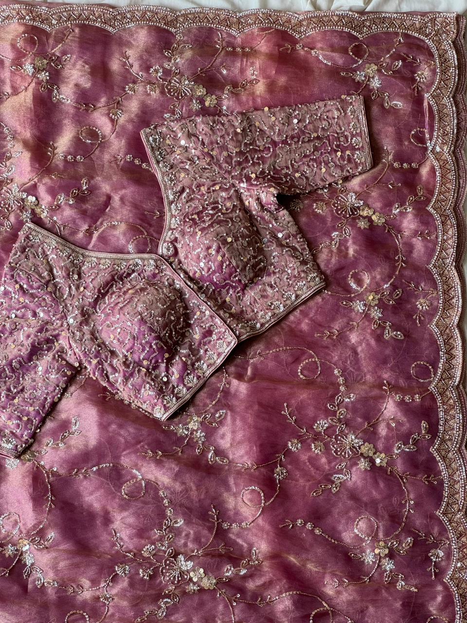 Koshi Cloud Organza Crepe Silk Saree