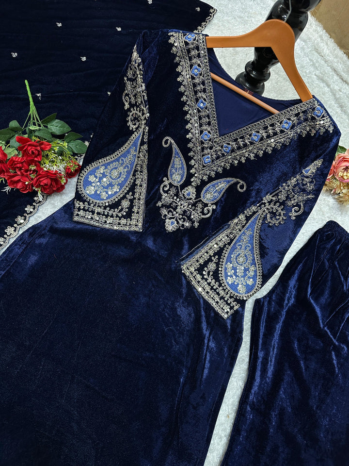 Jhelum Jewel Velvet Suit Set