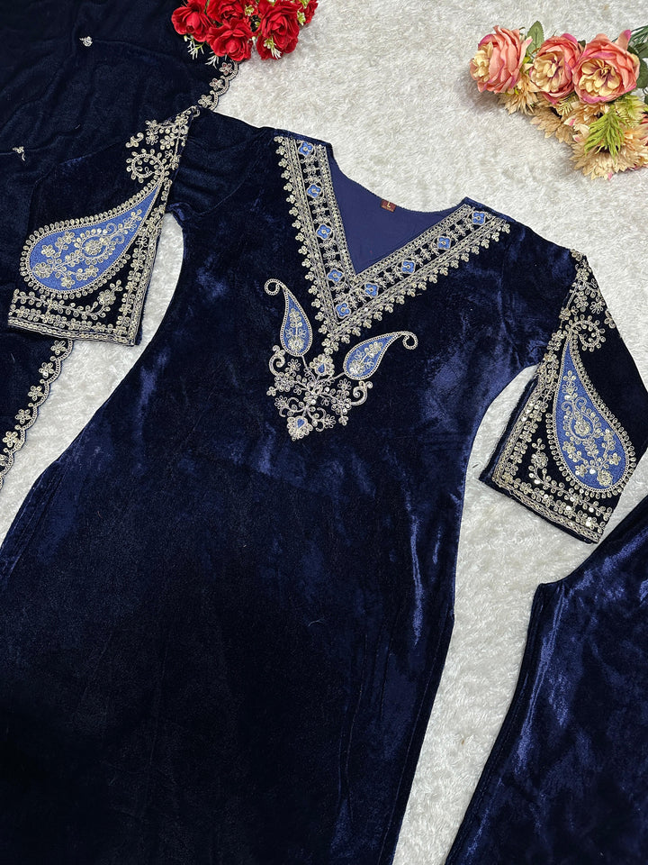 Jhelum Jewel Velvet Suit Set