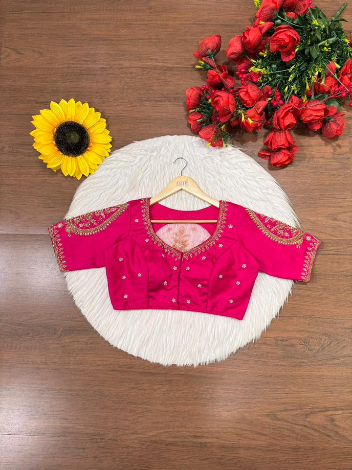 Bridal Collection Designer Cotton Blouse(Pink)