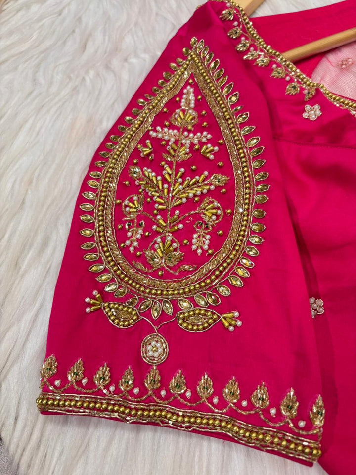 Bridal Collection Designer Cotton Blouse(Pink)