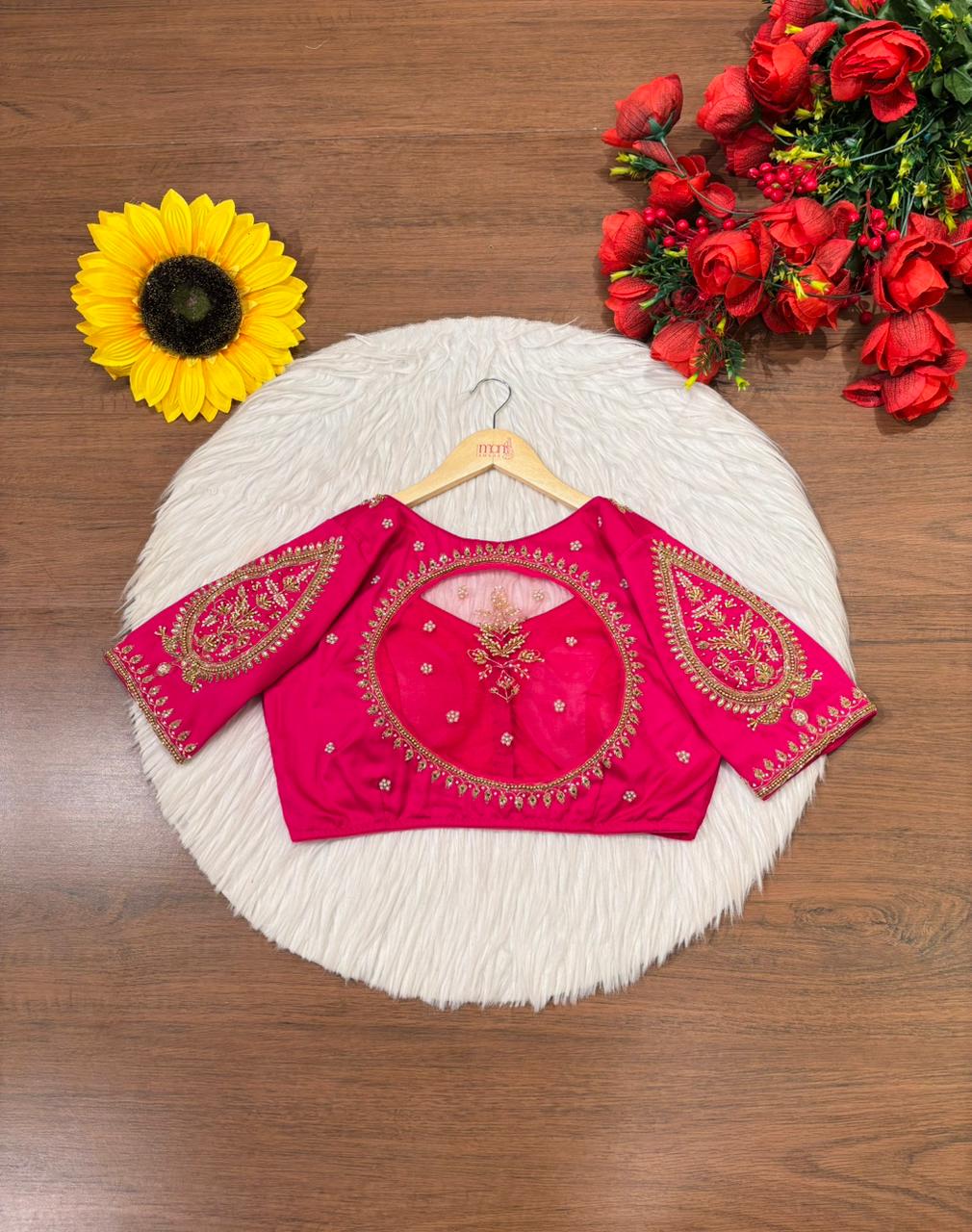 Bridal Collection Designer Cotton Blouse(Pink)