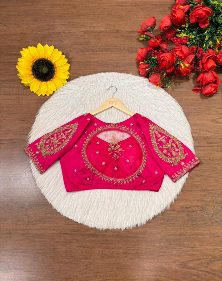 Bridal Collection Designer Cotton Blouse(Pink)