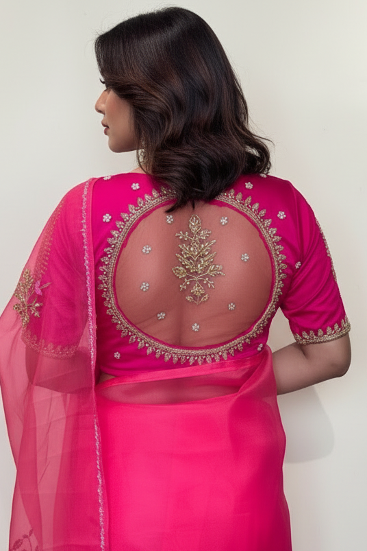 Bridal Collection Designer Cotton Blouse(Pink)