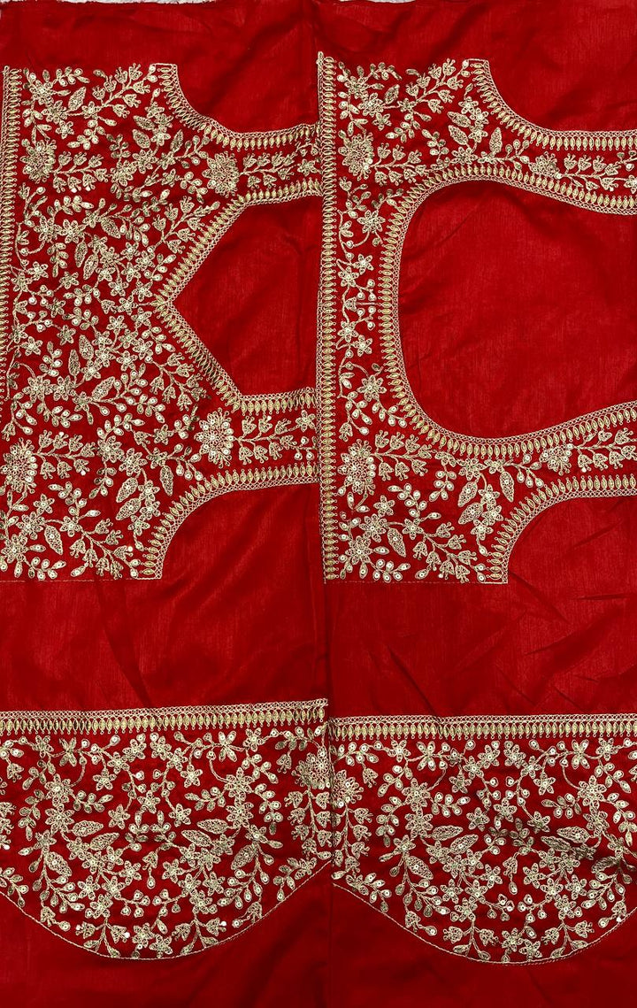 Red Gulmohar Rangoli Silk Saree