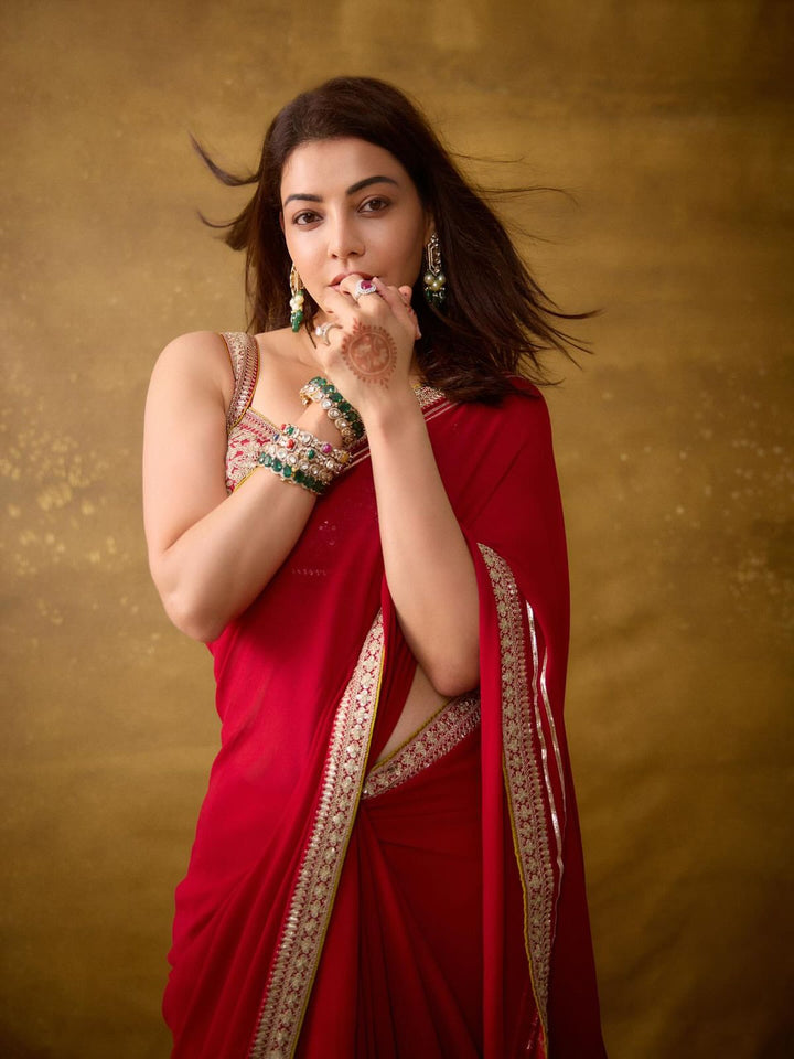 Actress Kajal Aggarwal Inspired Rangoli Silk Saree