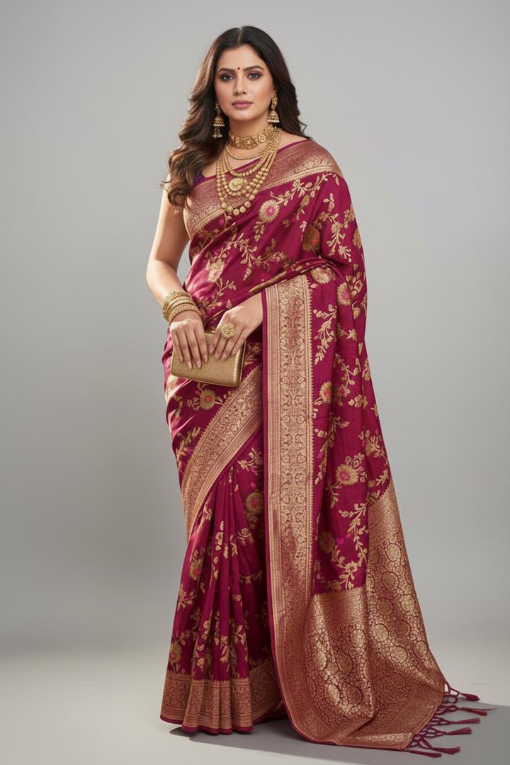 Avid Love - A Beautiful Floral Banarasi Saree