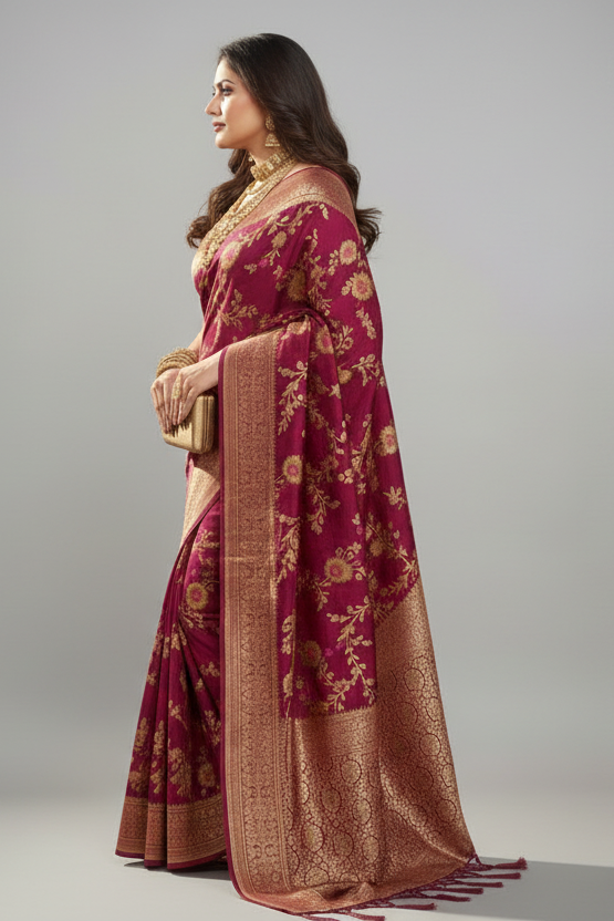 Avid Love - A Beautiful Floral Banarasi Saree
