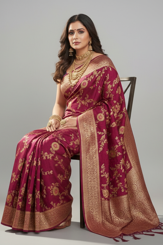 Avid Love - A Beautiful Floral Banarasi Saree