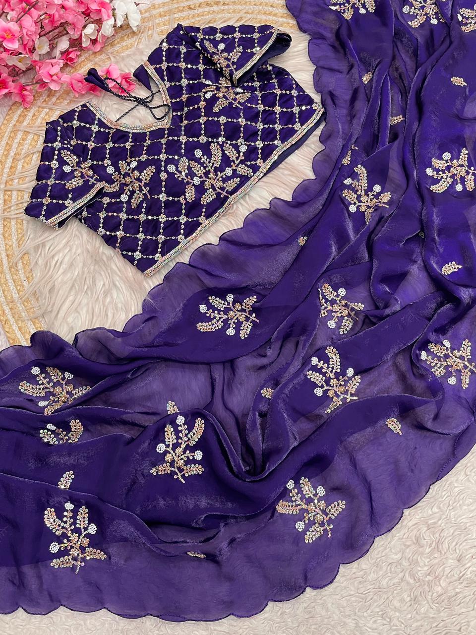 An Elegant Story Fancy Satin Silk Saree