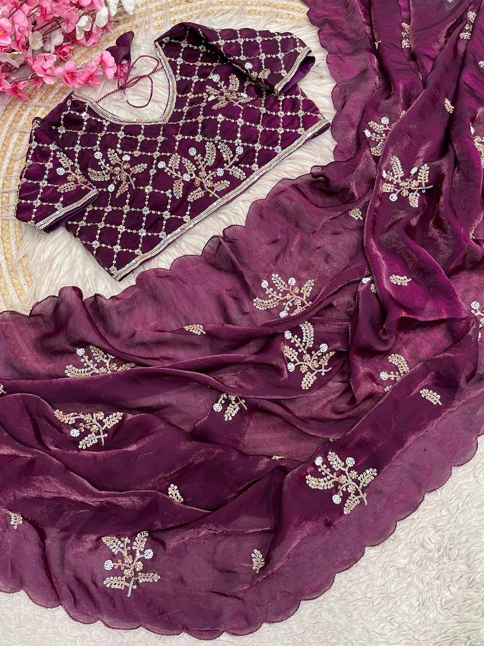 An Elegant Story Fancy Satin Silk Saree