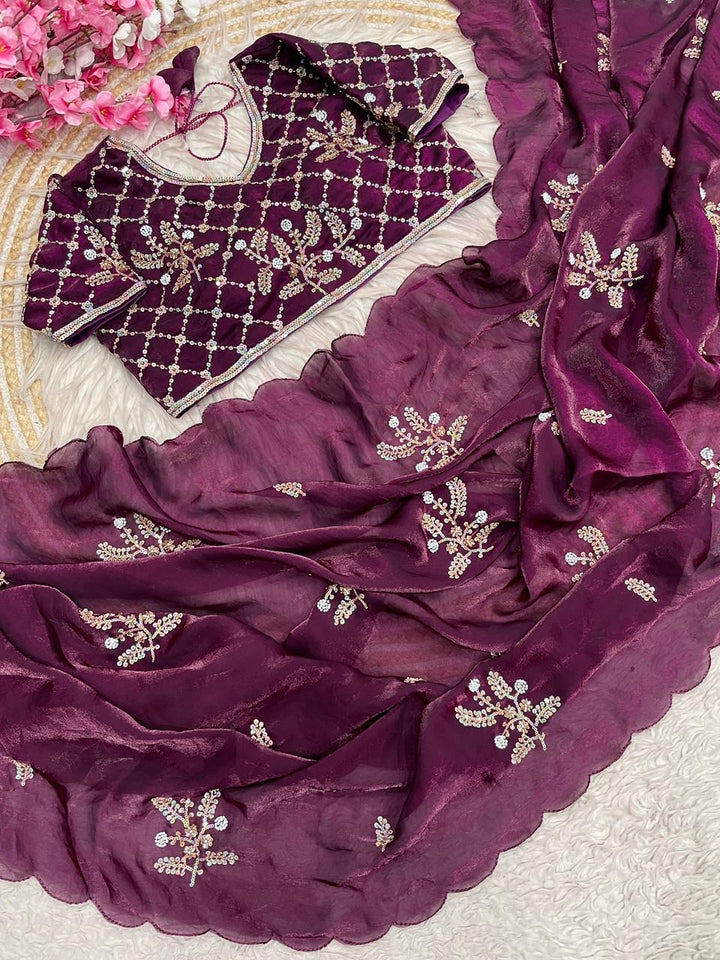 An Elegant Story Fancy Satin Silk Saree